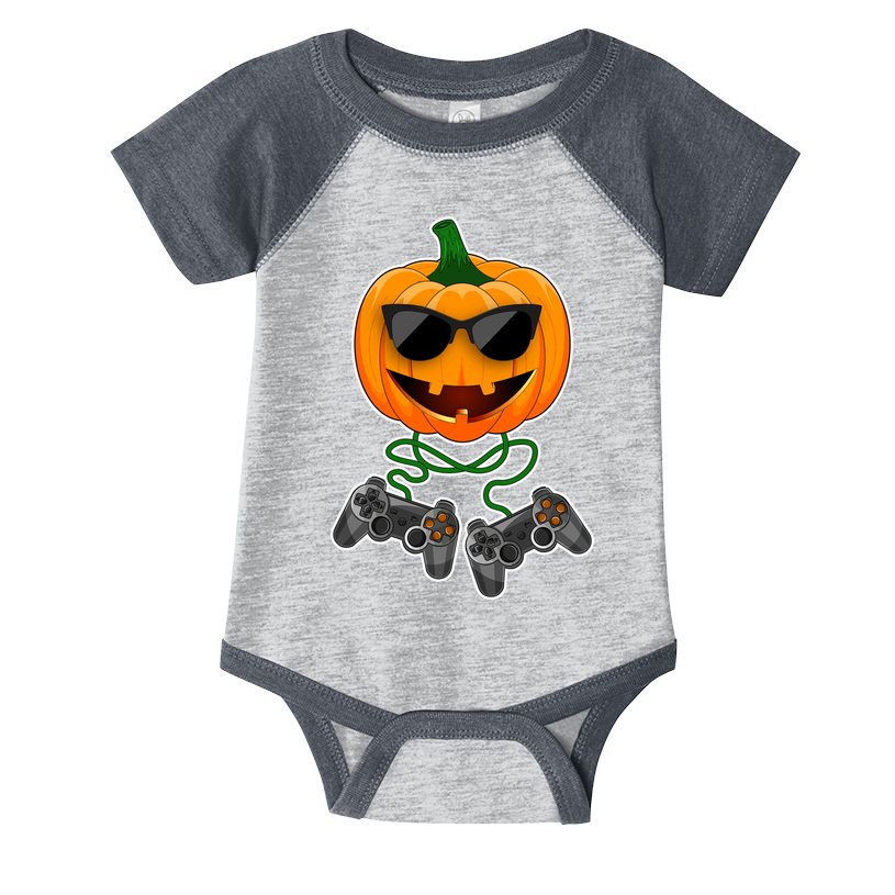 Funny Halloween Pumpkin Video Gamer Infant Baby Jersey Bodysuit