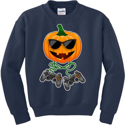 Funny Halloween Pumpkin Video Gamer Kids Sweatshirt