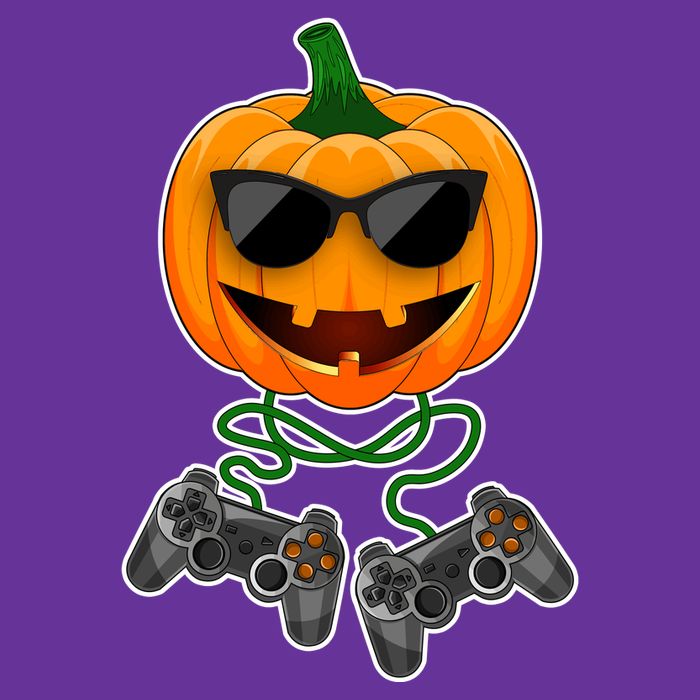 Funny Halloween Pumpkin Video Gamer Performance Shirt