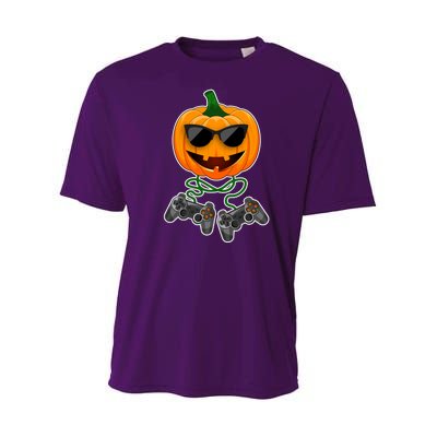 Funny Halloween Pumpkin Video Gamer Youth Performance Sprint T-Shirt