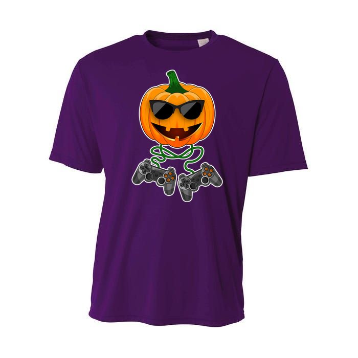 Funny Halloween Pumpkin Video Gamer Youth Performance Sprint T-Shirt