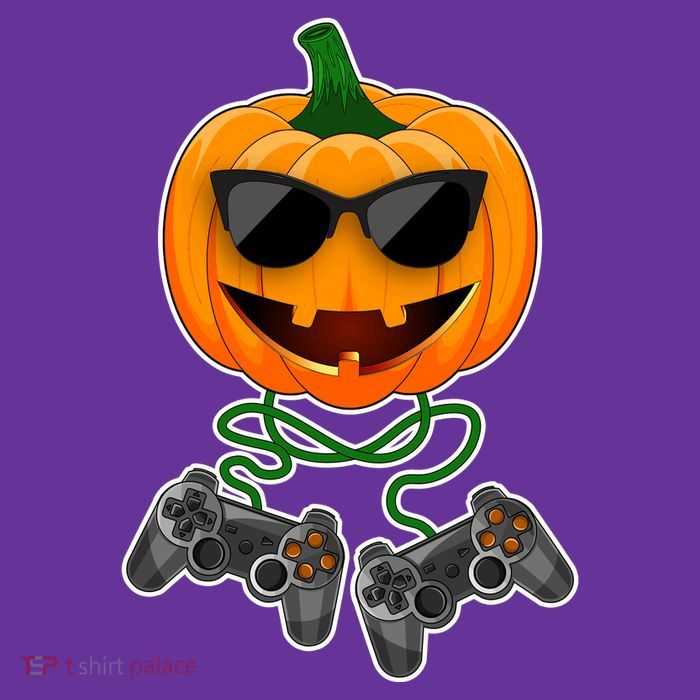 Funny Halloween Pumpkin Video Gamer Premium T-Shirt