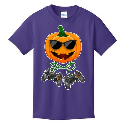 Funny Halloween Pumpkin Video Gamer Kids T-Shirt