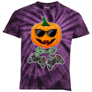 Funny Halloween Pumpkin Video Gamer Kids Tie-Dye T-Shirt