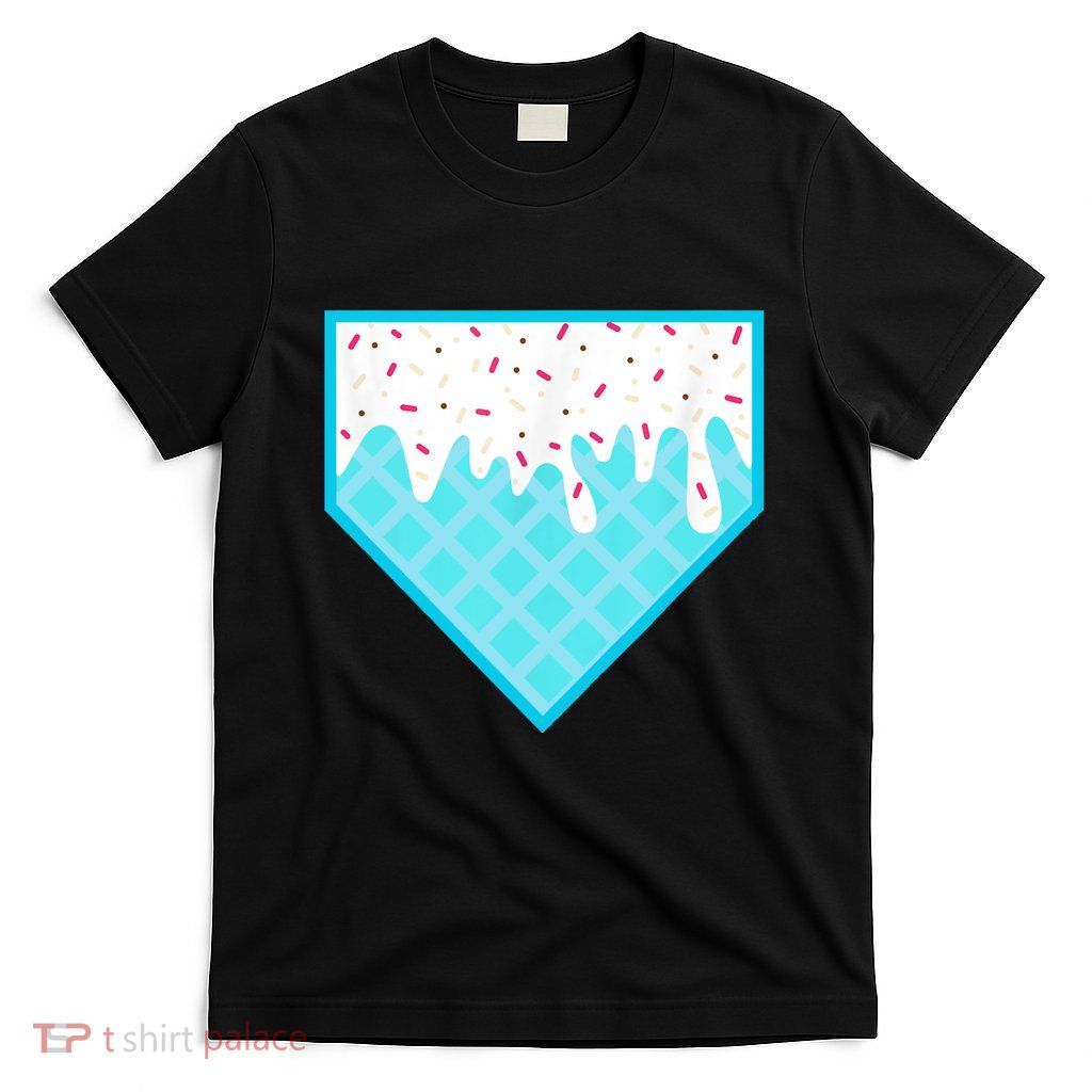 Funny Home Plate Drip Ice Cream Softball & Baseball T-Shirt