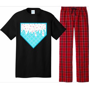 Funny Home Plate Drip Ice Cream Softball & Baseball Pajama Set