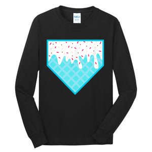 Funny Home Plate Drip Ice Cream Softball & Baseball Tall Long Sleeve T-Shirt