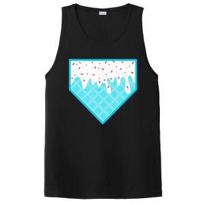 Funny Home Plate Drip Ice Cream Softball & Baseball PosiCharge Competitor Tank