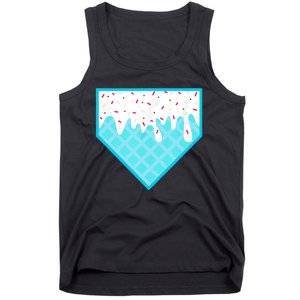 Funny Home Plate Drip Ice Cream Softball & Baseball Tank Top