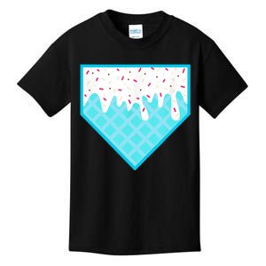 Funny Home Plate Drip Ice Cream Softball & Baseball Kids T-Shirt