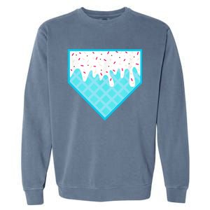 Funny Home Plate Drip Ice Cream Softball & Baseball Garment-Dyed Sweatshirt