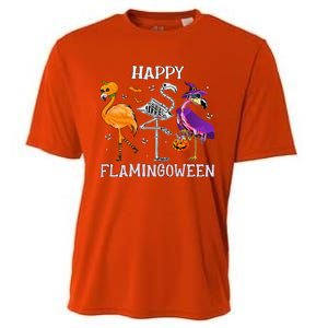 Flamingoween Halloween Pink Flamingo Costume Skeleton Witch Cooling Performance Crew T-Shirt