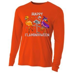 Flamingoween Halloween Pink Flamingo Costume Skeleton Witch Cooling Performance Long Sleeve Crew