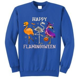 Flamingoween Halloween Pink Flamingo Costume Skeleton Witch Sweatshirt