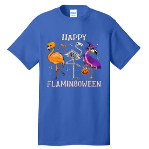 Flamingoween Halloween Pink Flamingo Costume Skeleton Witch Tall T-Shirt