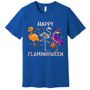 Flamingoween Halloween Pink Flamingo Costume Skeleton Witch Premium T-Shirt