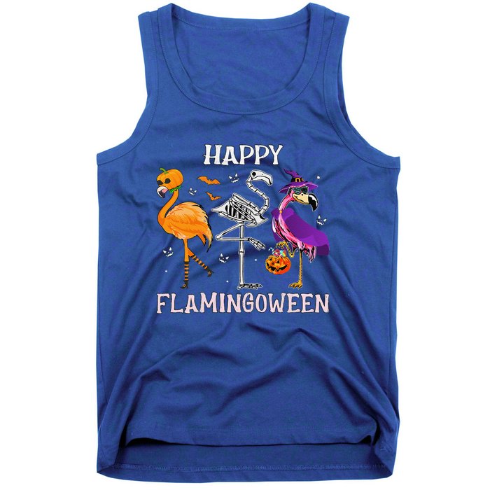 Flamingoween Halloween Pink Flamingo Costume Skeleton Witch Tank Top