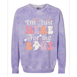 Funny Halloween Party Quote Im Just Here For The Boos Ghost Cool Gift Colorblast Crewneck Sweatshirt