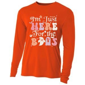 Funny Halloween Party Quote Im Just Here For The Boos Ghost Cool Gift Cooling Performance Long Sleeve Crew