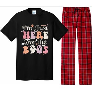 Funny Halloween Party Quote Im Just Here For The Boos Ghost Cool Gift Pajama Set