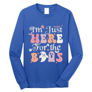 Funny Halloween Party Quote Im Just Here For The Boos Ghost Cool Gift Long Sleeve Shirt