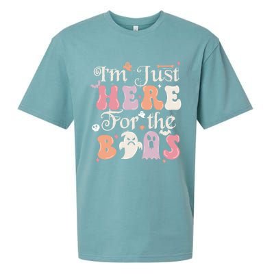 Funny Halloween Party Quote Im Just Here For The Boos Ghost Cool Gift Sueded Cloud Jersey T-Shirt