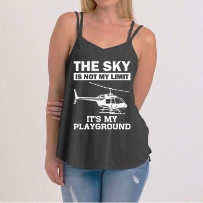 Funny Helicopter Pilot Gift For Men Women Chopper Lovers Women's Strappy Tank