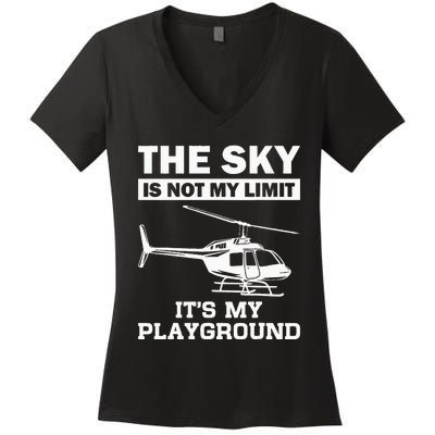 Funny Helicopter Pilot Gift For Men Women Chopper Lovers Women's V-Neck T-Shirt