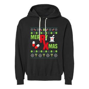 Festive Holiday Pharmacy Ugly Sweater Garment-Dyed Fleece Hoodie