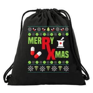 Festive Holiday Pharmacy Ugly Sweater Drawstring Bag