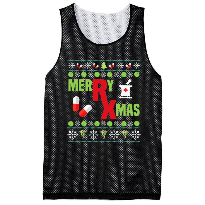 Festive Holiday Pharmacy Ugly Sweater Mesh Reversible Basketball Jersey Tank