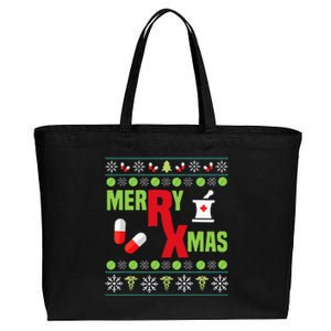 Festive Holiday Pharmacy Ugly Sweater Cotton Canvas Jumbo Tote