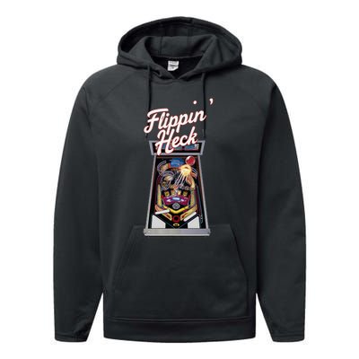 Flippin Heck Pinball Machine Gaming Arcade Performance Fleece Hoodie