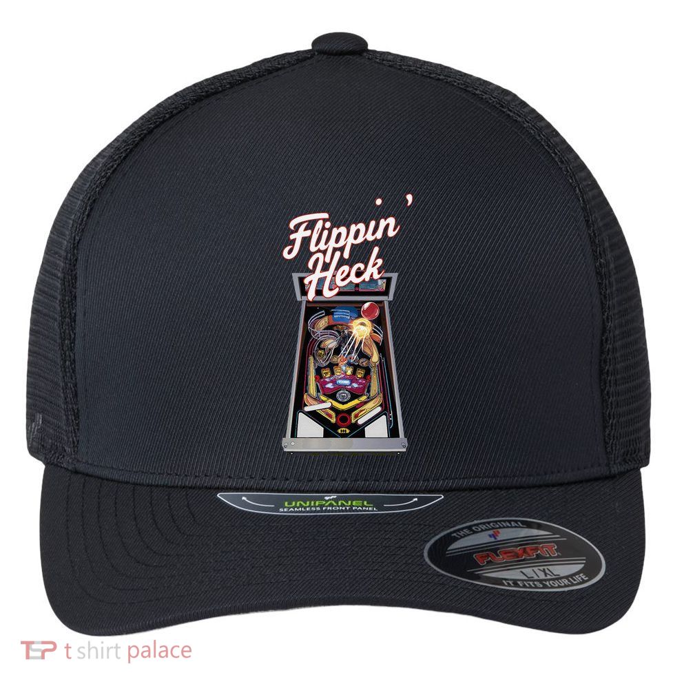 Flippin Heck Pinball Machine Gaming Arcade Flexfit Unipanel Trucker Cap