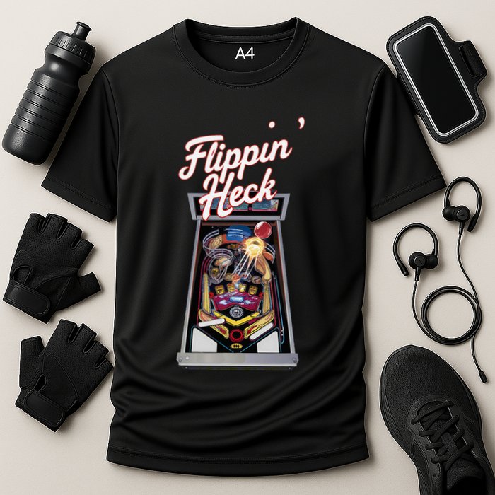 Flippin Heck Pinball Machine Gaming Arcade Performance Shirt