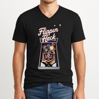 Flippin Heck Pinball Machine Gaming Arcade V-Neck T-Shirt