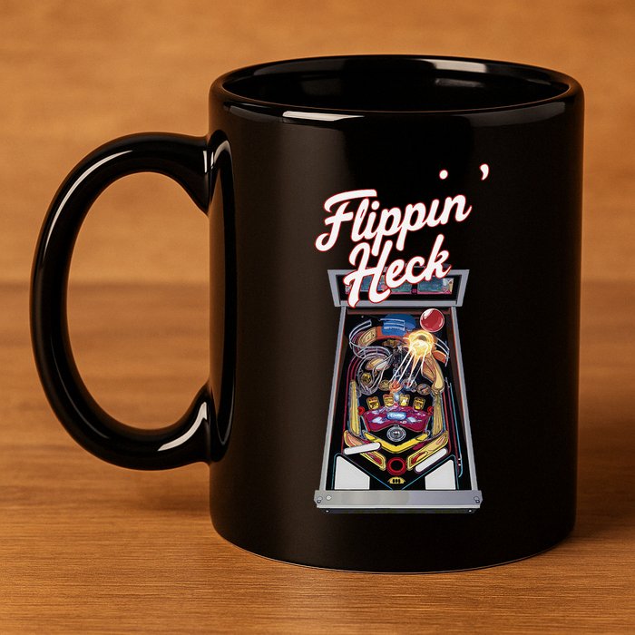 Flippin Heck Pinball Machine Gaming Arcade 11oz C Handle Ceramic Mug