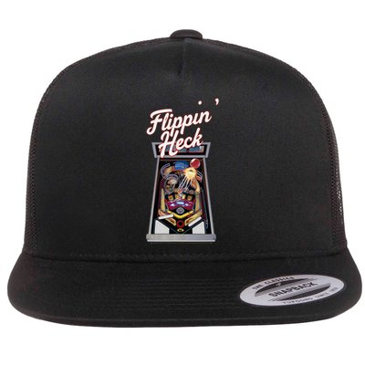 Flippin Heck Pinball Machine Gaming Arcade Flat Bill Trucker Hat