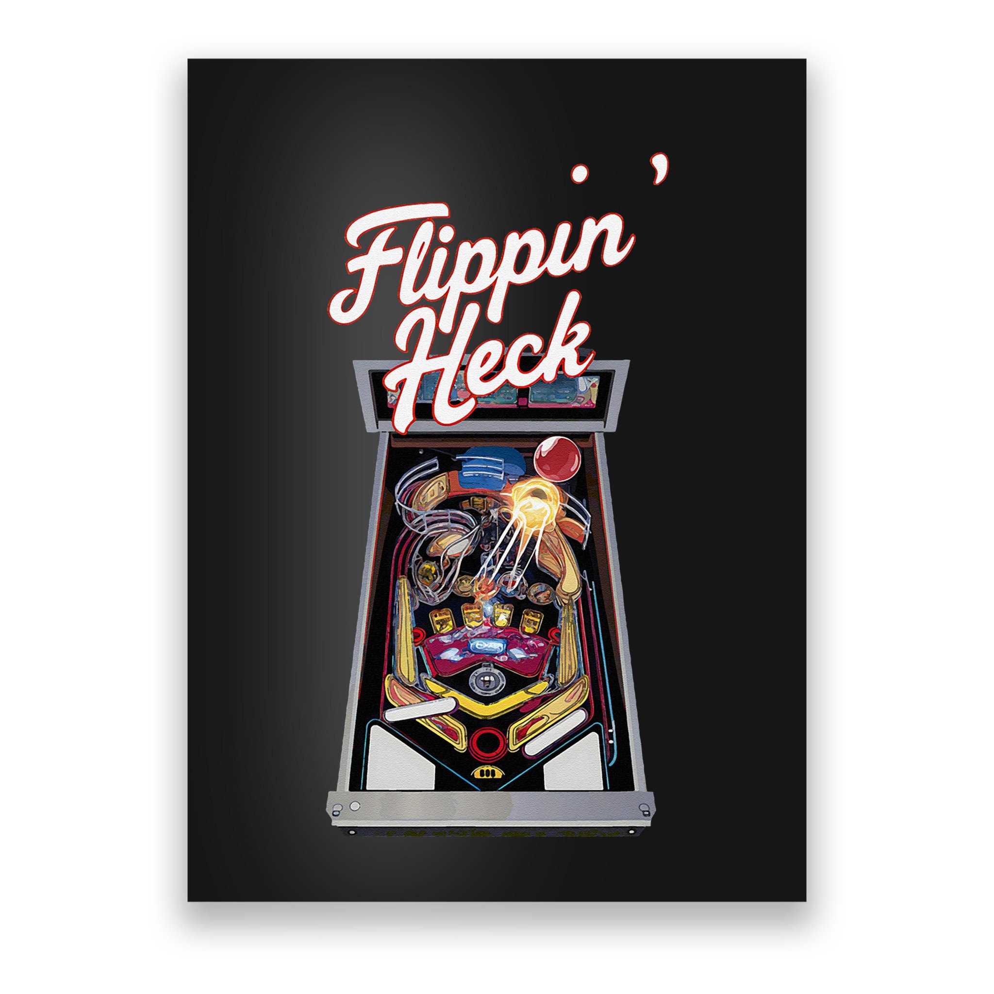 Flippin Heck Pinball Machine Gaming Arcade Poster