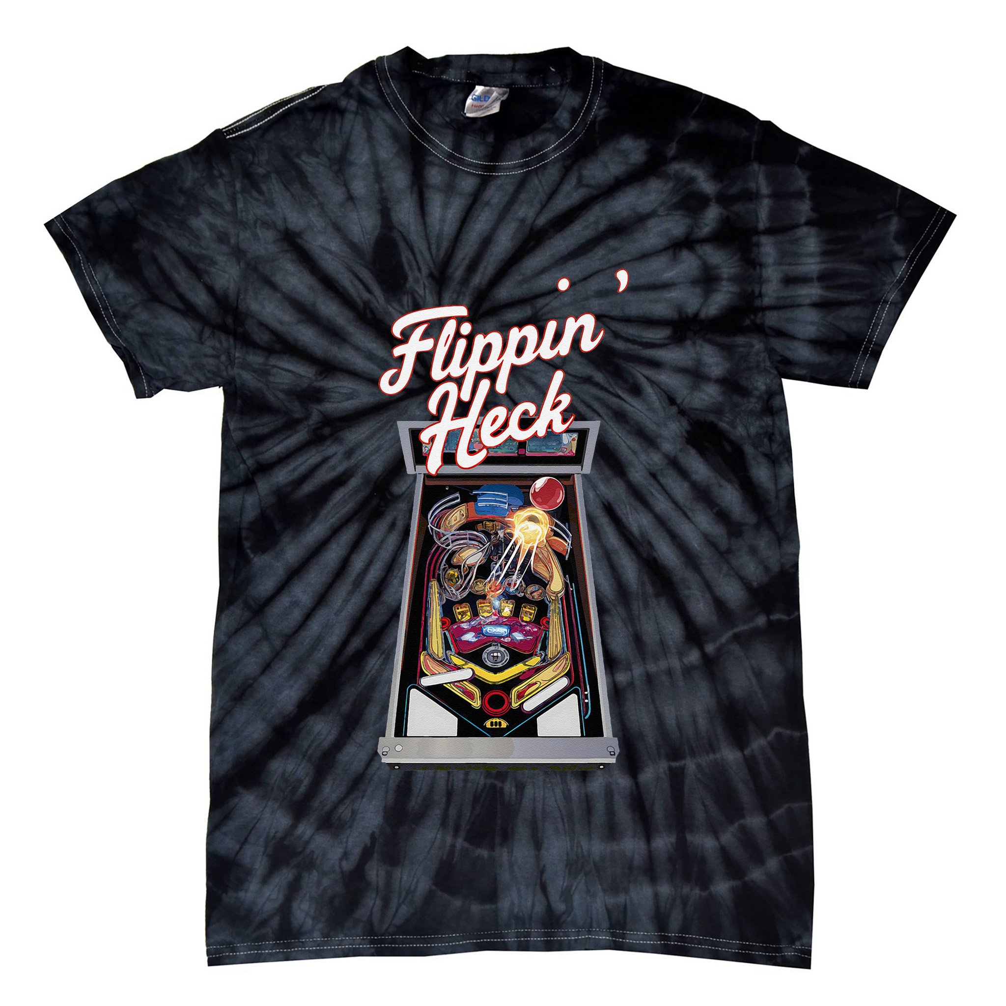 Flippin Heck Pinball Machine Gaming Arcade Tie-Dye T-Shirt