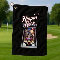 Flippin Heck Pinball Machine Gaming Arcade Golf Towel