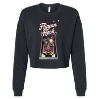 Flippin Heck Pinball Machine Gaming Arcade Cropped Pullover Crew