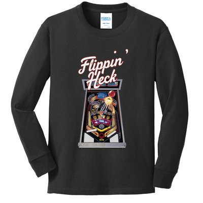 Flippin Heck Pinball Machine Gaming Arcade Kids Long Sleeve Shirt