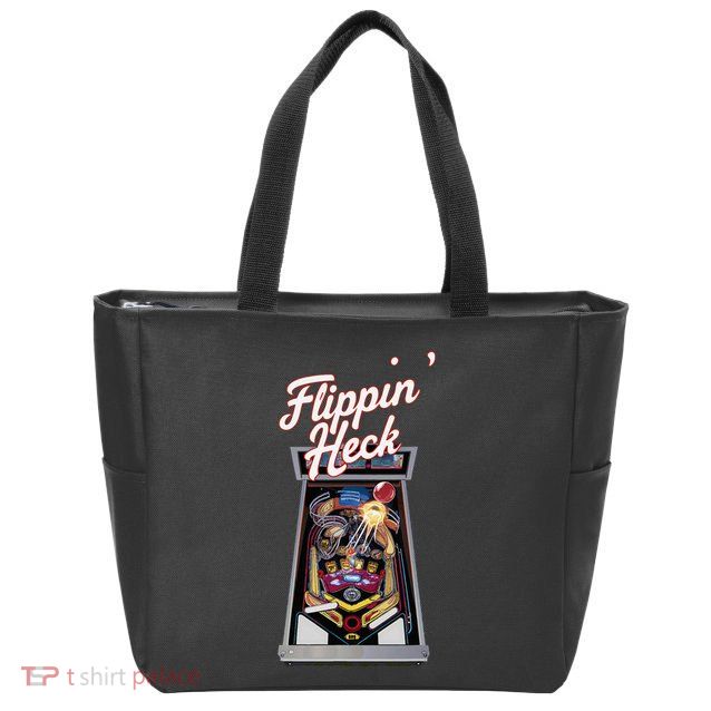 Flippin Heck Pinball Machine Gaming Arcade Zip Tote Bag