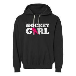 Field Hockey  Player Silhouette Sport Gift Garment-Dyed Fleece Hoodie