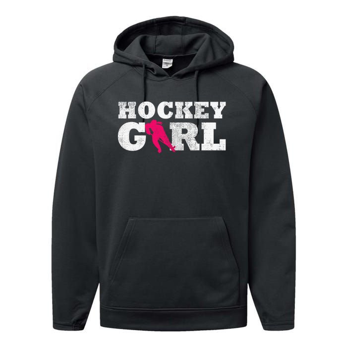 Field Hockey  Player Silhouette Sport Gift Performance Fleece Hoodie