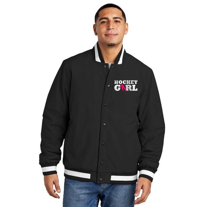 Field Hockey  Player Silhouette Sport Gift Insulated Varsity Jacket