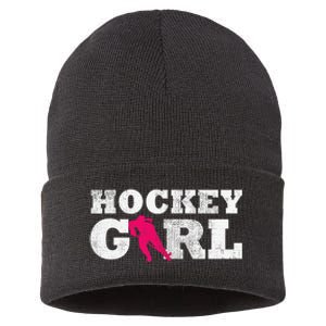 Field Hockey  Player Silhouette Sport Gift Sustainable Knit Beanie