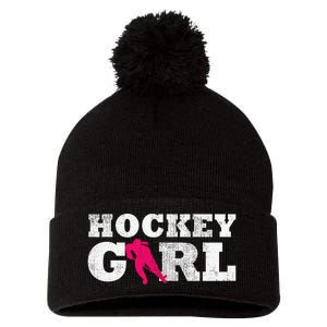 Field Hockey  Player Silhouette Sport Gift Pom Pom 12in Knit Beanie