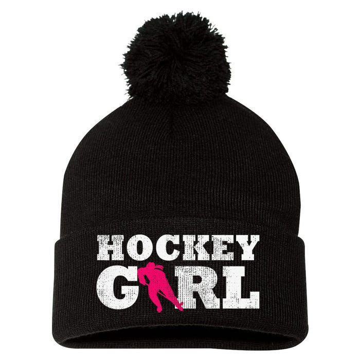 Field Hockey  Player Silhouette Sport Gift Pom Pom 12in Knit Beanie